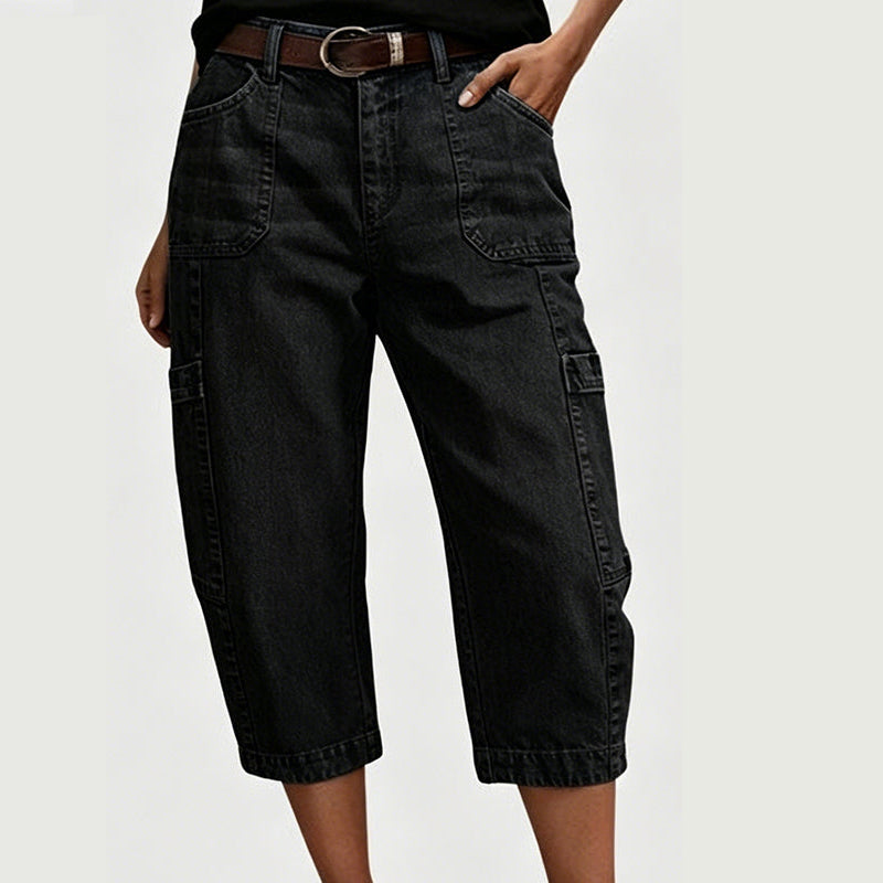 š¢Mid-Season Sale: ā50% nur für kurze Zeitā°LƤssige, elastische, verkürzte Jeanshose für Damen