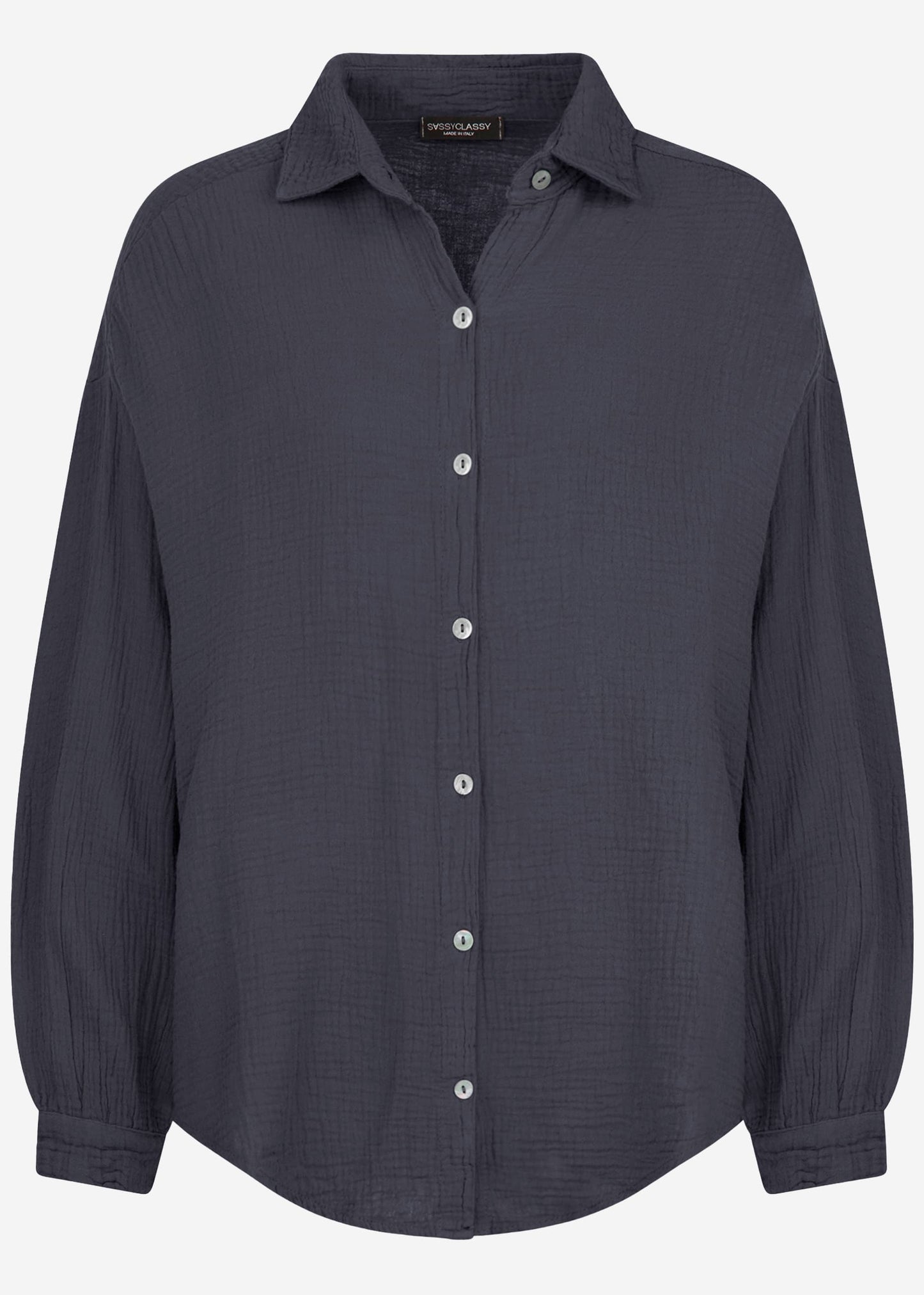 Blusa oversize , corta - gris oscuro