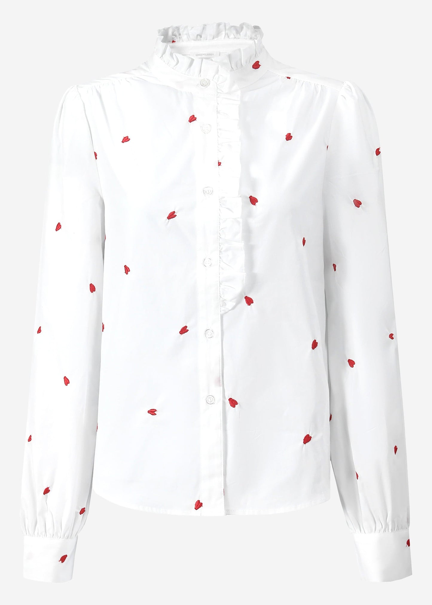 Blusa con bordado de corazones rojos - blanca