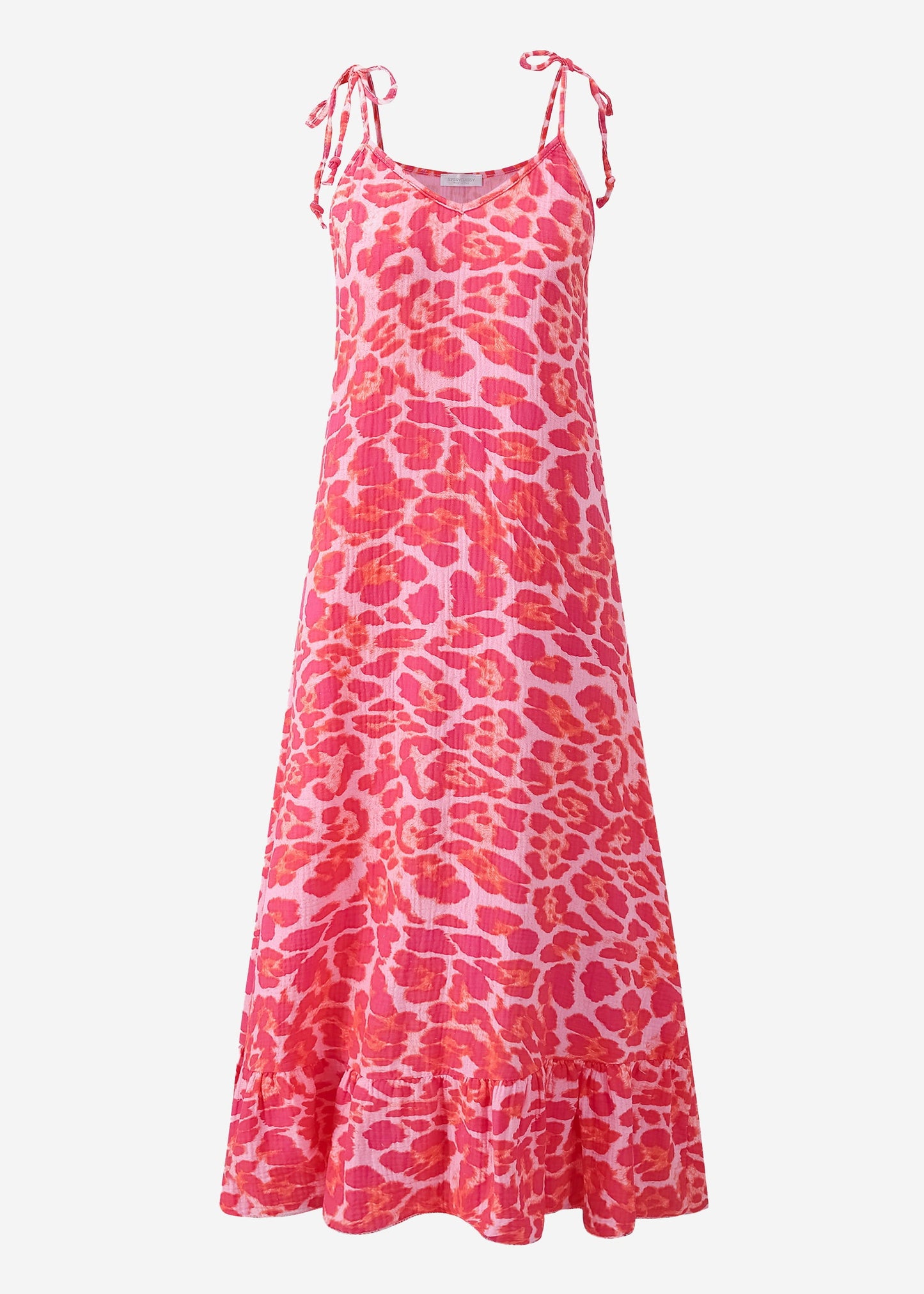 Vestido largo de muselina con estampado de leopardo - rosa