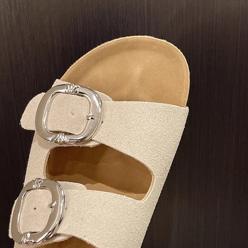 SOFIA: ¡Sandalias con doble hebilla y plantilla de corcho!
