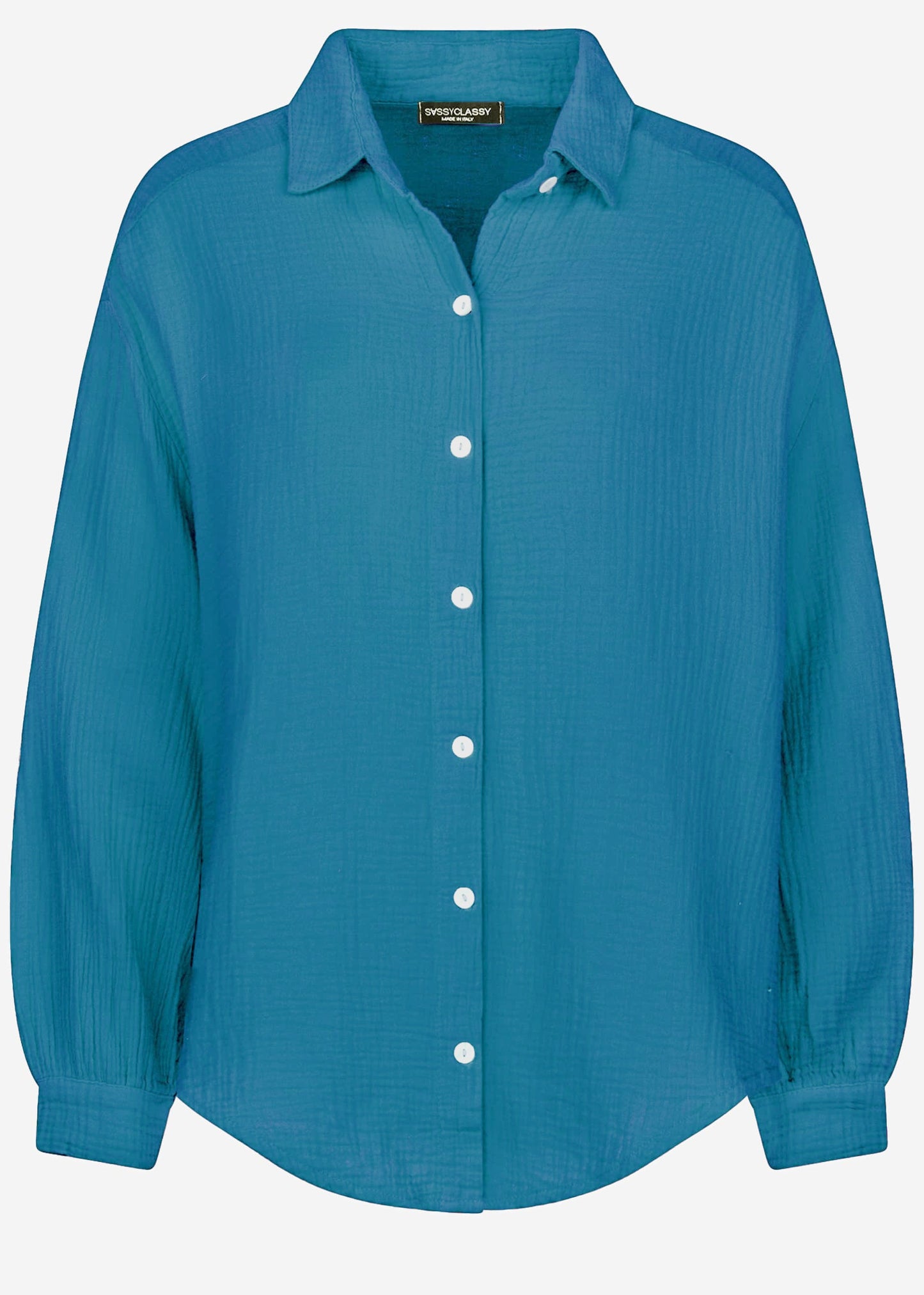 Blusa oversize , corta - azul petróleo