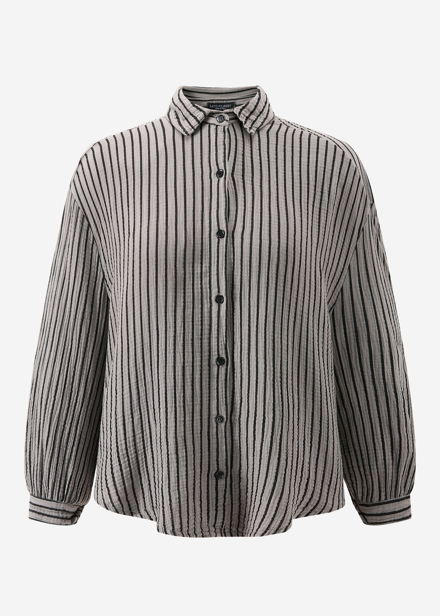 Blusa oversize con rayas negras - color topo