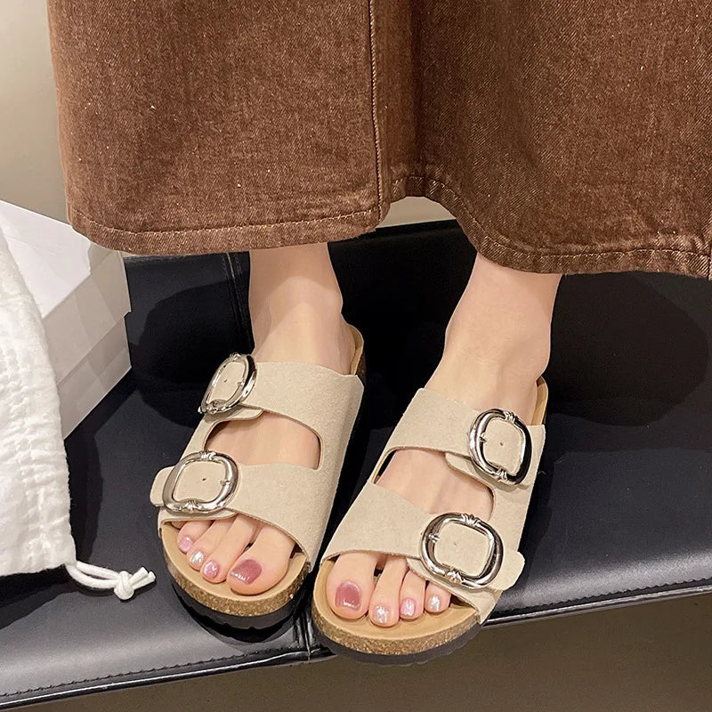 SOFIA: ¡Sandalias con doble hebilla y plantilla de corcho!