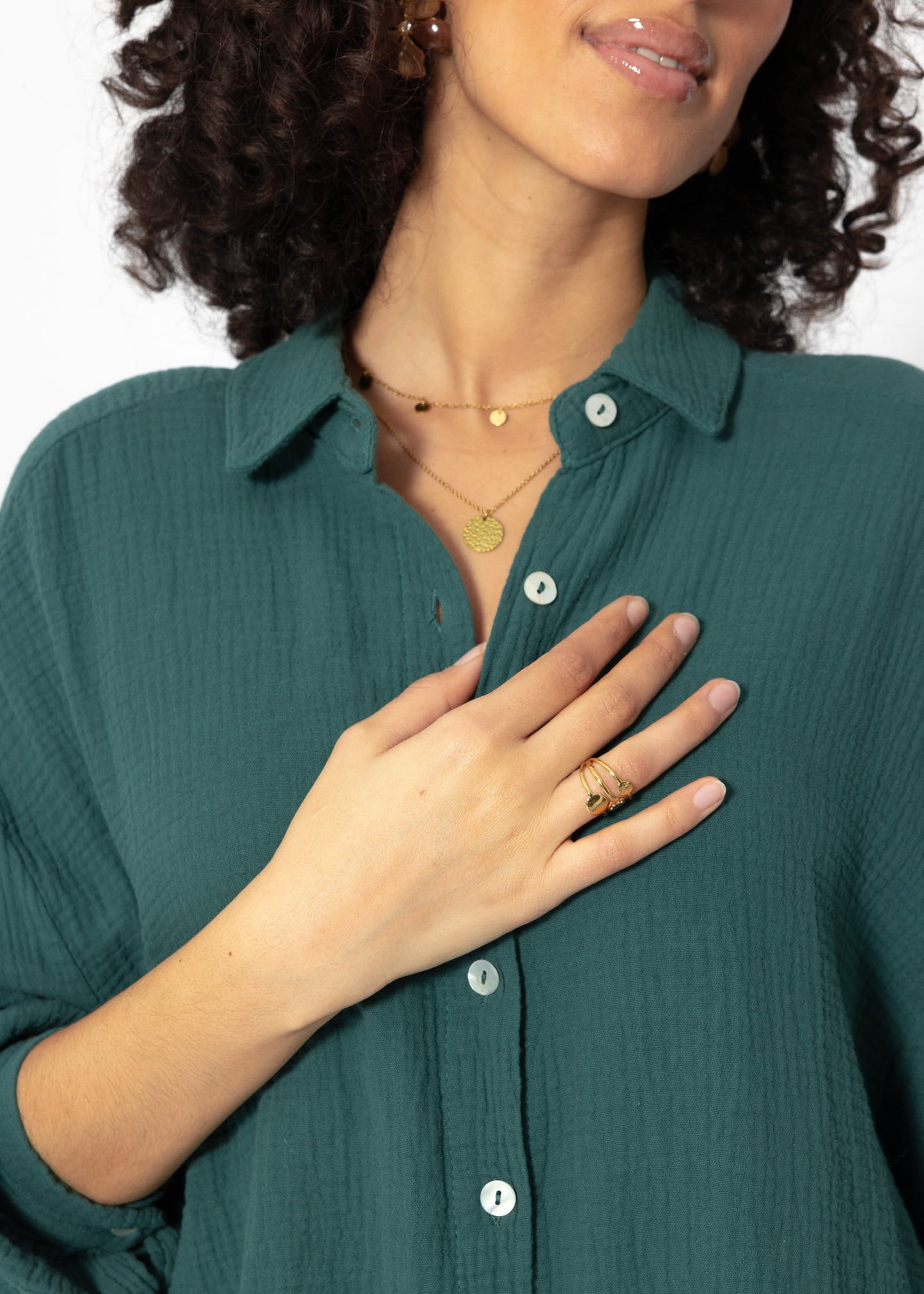 Blusa oversize, corta - verde oscuro