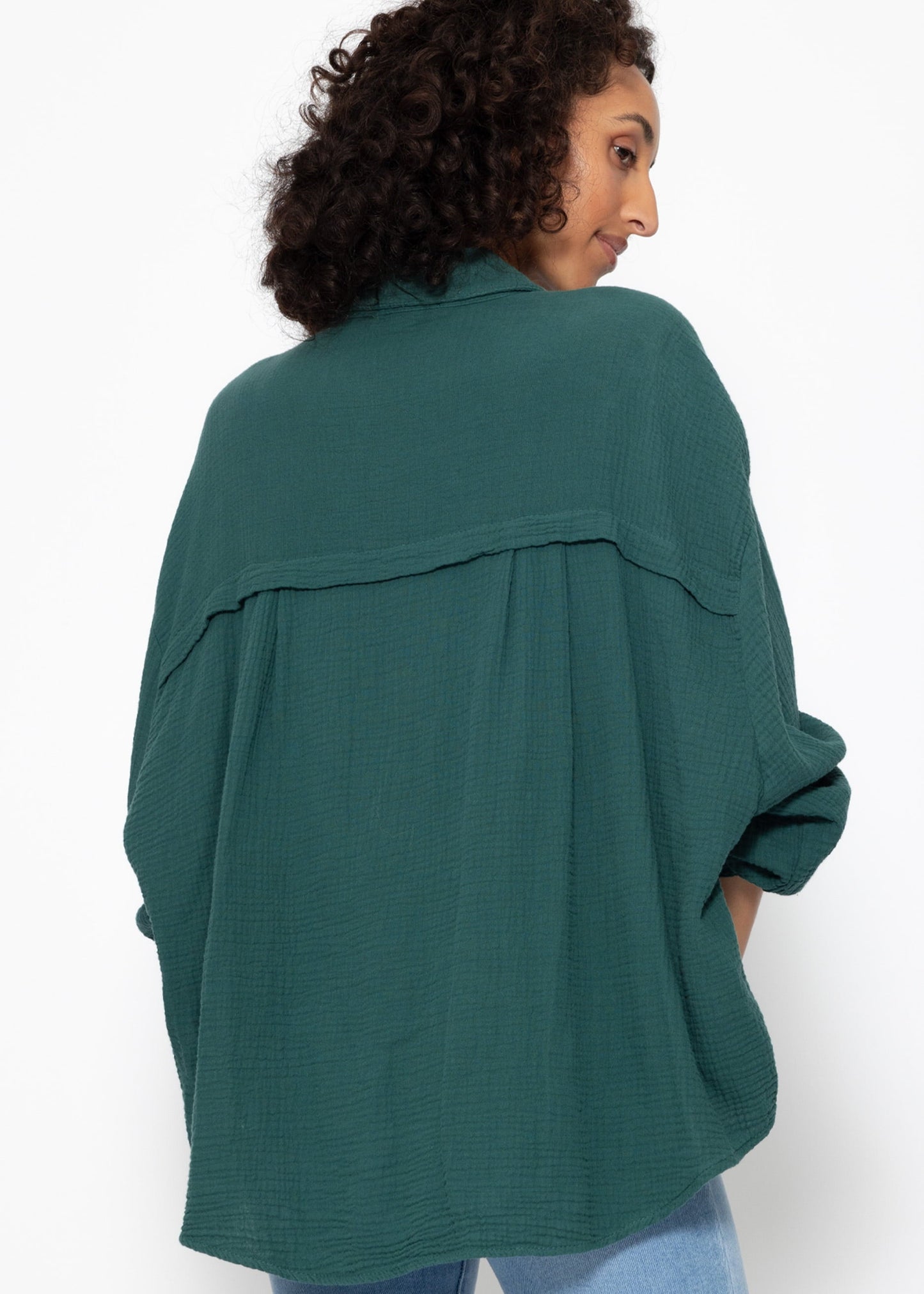 Blusa oversize, corta - verde oscuro