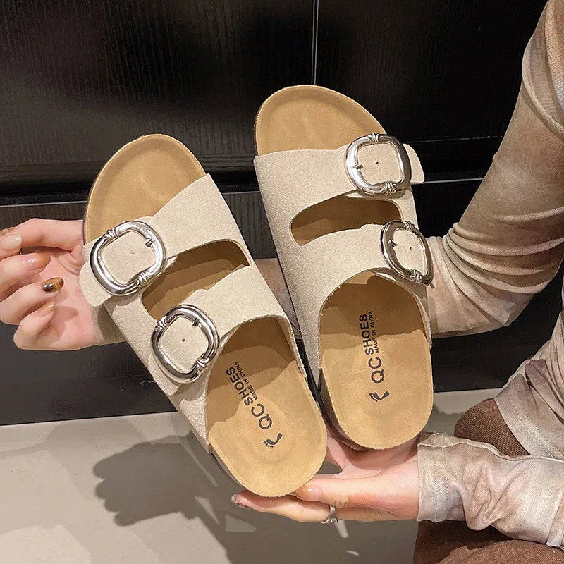 SOFIA: ¡Sandalias con doble hebilla y plantilla de corcho!
