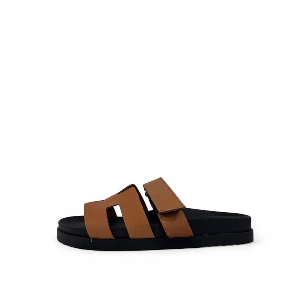 Ciabatta con strappo in pelle e camoscio - Kathleen