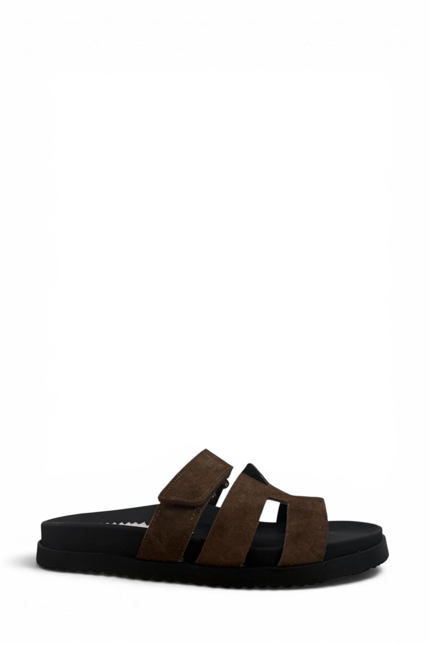 Ciabatta con strappo in pelle e camoscio - Kathleen