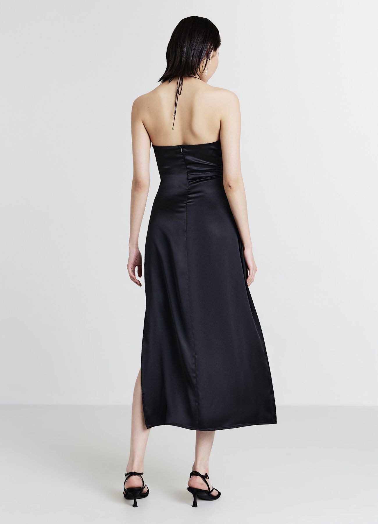 Ana - Vestido largo con efecto satén y aberturas
