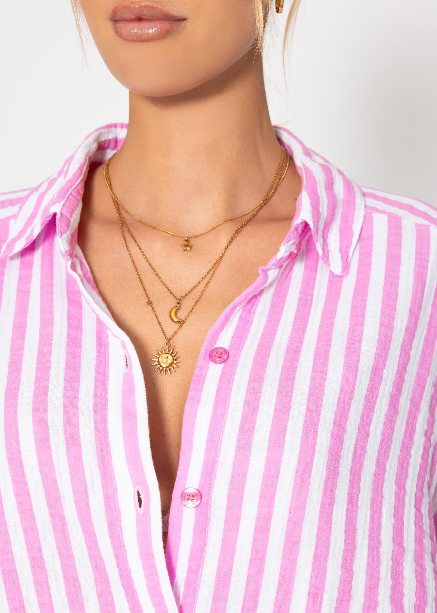 Blusa oversize a rayas - rosa