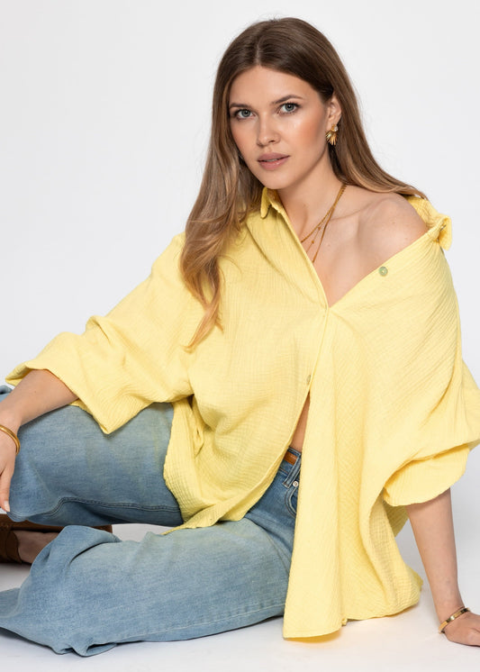 Blusa oversize, corta - amarilla