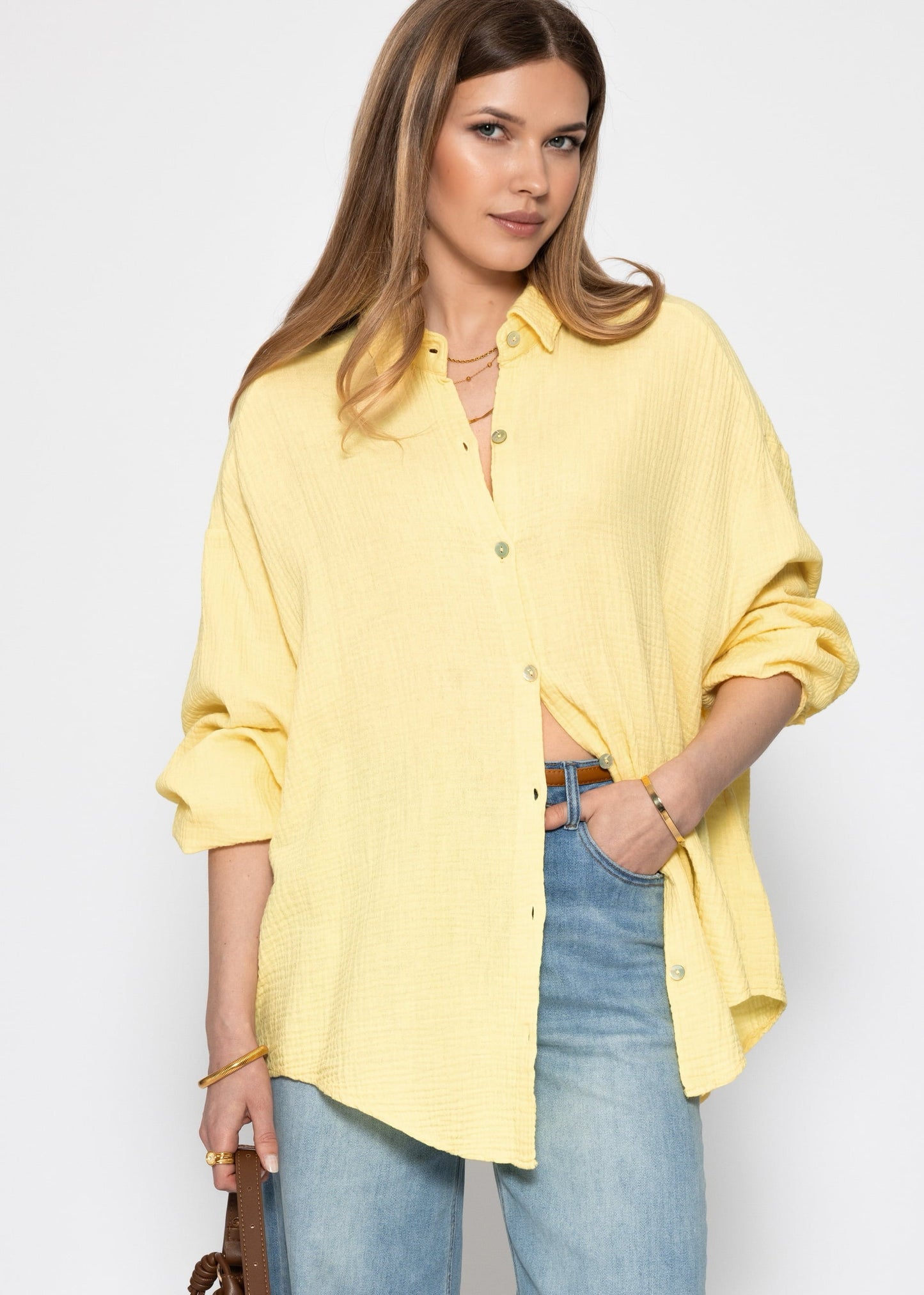 Blusa oversize, corta - amarilla